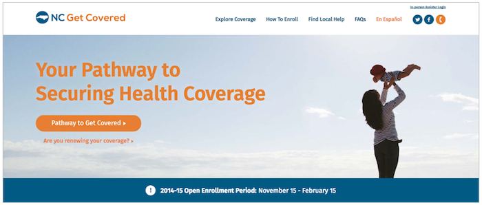 NCGetCovered.org Homepage by Caktus Group