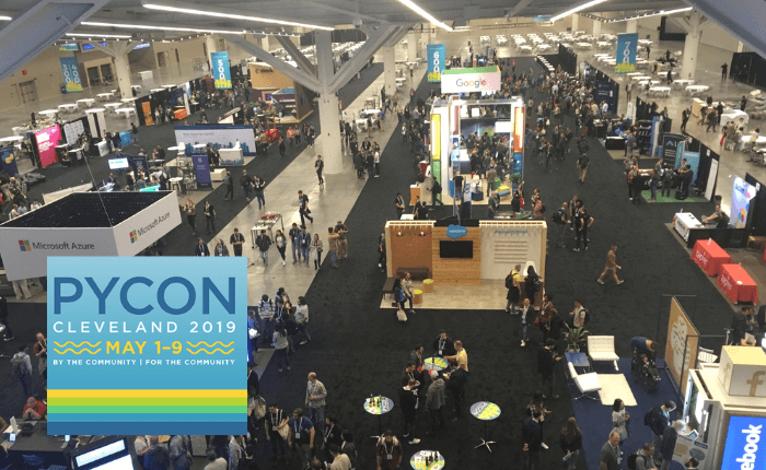 The exhibit hall during PyCon 2019