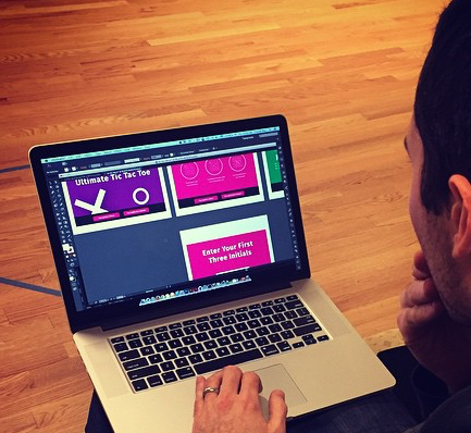 trevor designing ultimate tic-tac-toe on shipit day