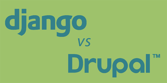 Django and Drupal logos on green background
