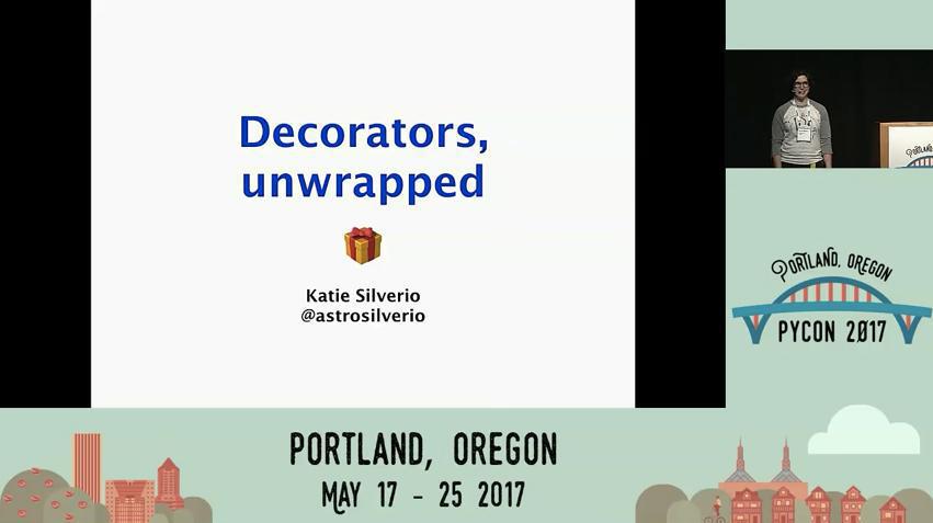 Katie Silverio speaking about Python decorators at PyCon 2017.