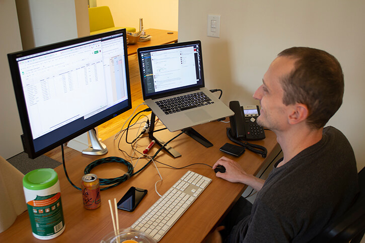 Developer working at desk