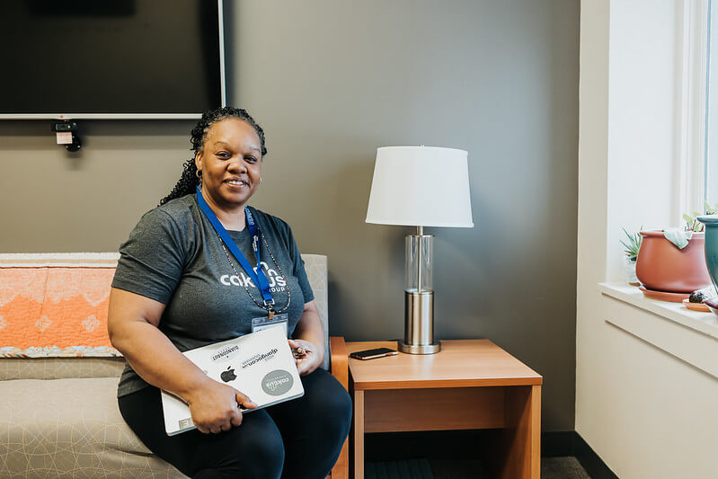 keanya sitting on couch