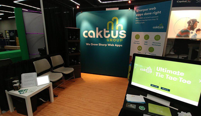 The Caktus booth set up at PyCon 2017