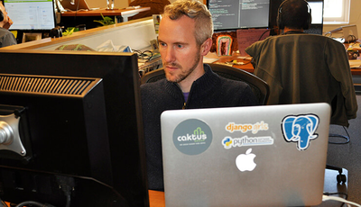 Caktus CEO Tobias McNulty working at his desk