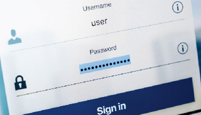 sign in page with space for name and password