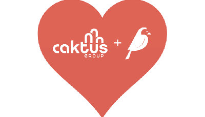 Red heart with the Caktus and Wagtail logos inside